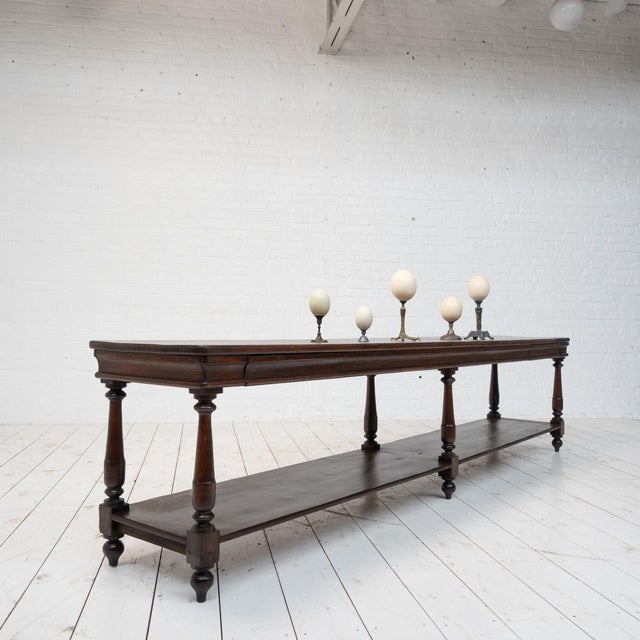 Large Vintage Oak Drapers Table, 1920 For Sale - Image 3 of 14