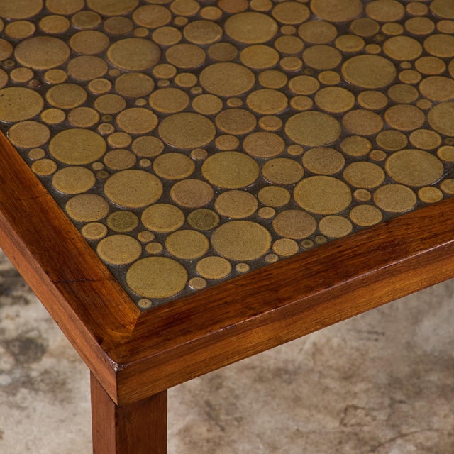 Gordon & Jane Martz Green Speckle Glazed Coin Tile Coffee Table For Sale - Image 11 of 15