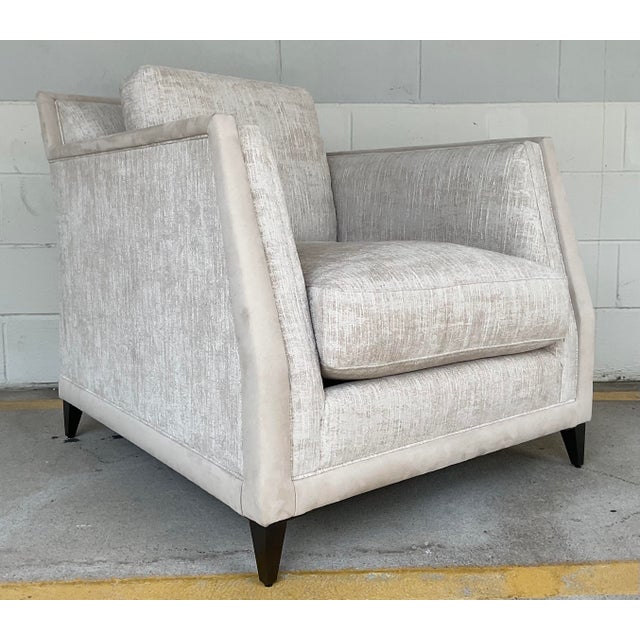 Caracole Caracole Modern Chenille Burnout Limitless Club Chairs Pair For Sale - Image 4 of 8