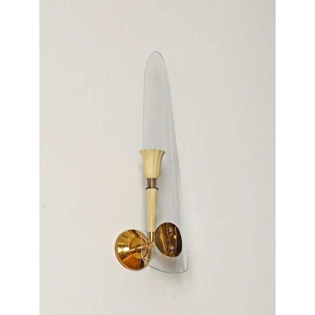 Cream Sconces in Glass, Brass and Cream Metal from Stilnovo, Italy, 1950s, Set of 2 For Sale - Image 8 of 17