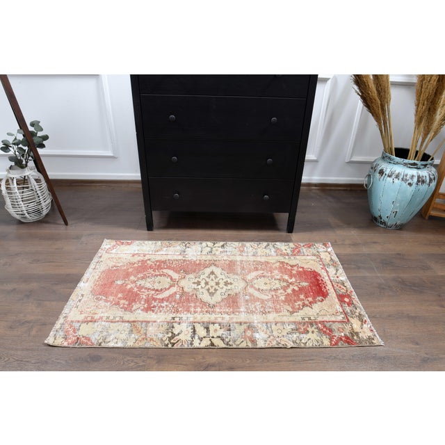 Islamic 1970s Vintage Handmade Wool Cotton Red Area Rug For Sale - Image 3 of 11