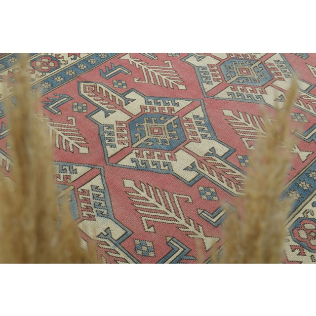 1970s 1970s Vintage Turkish Oushak Handmade Wool Cotton Pink Area Rug For Sale - Image 5 of 12