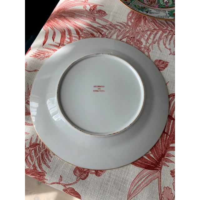 Famille Rose Medallion Hand Painted Porcelain Dinner Plates Set of 12 For Sale - Image 10 of 12