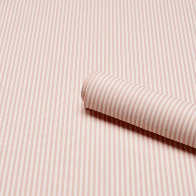 Contemporary SAMPLE - Schumacher Emma Stripe Narrow Wallpaper In Blush For Sale - Image 3 of 4