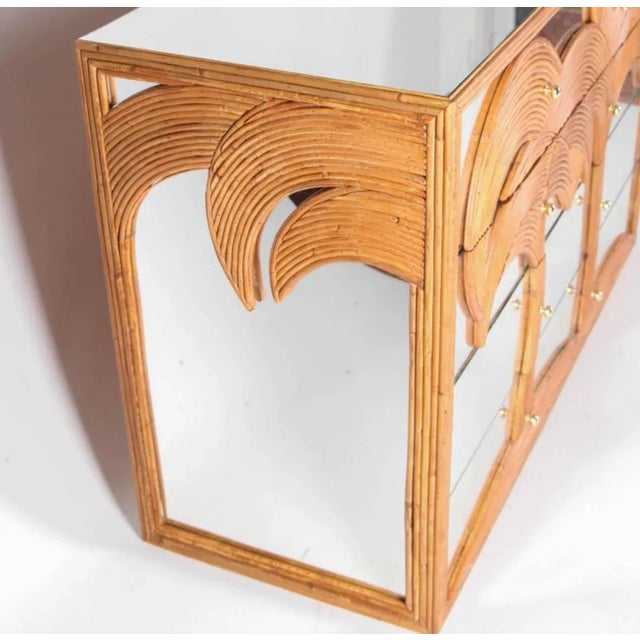 Wood Mirrored and Rattan Chest of Drawers For Sale - Image 7 of 9
