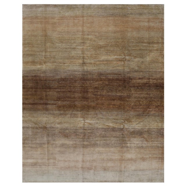 2020s 9x12 Contemporary Brown & Gold Ombré Rug | Hand-Knotted Indian Wool For Sale - Image 5 of 5