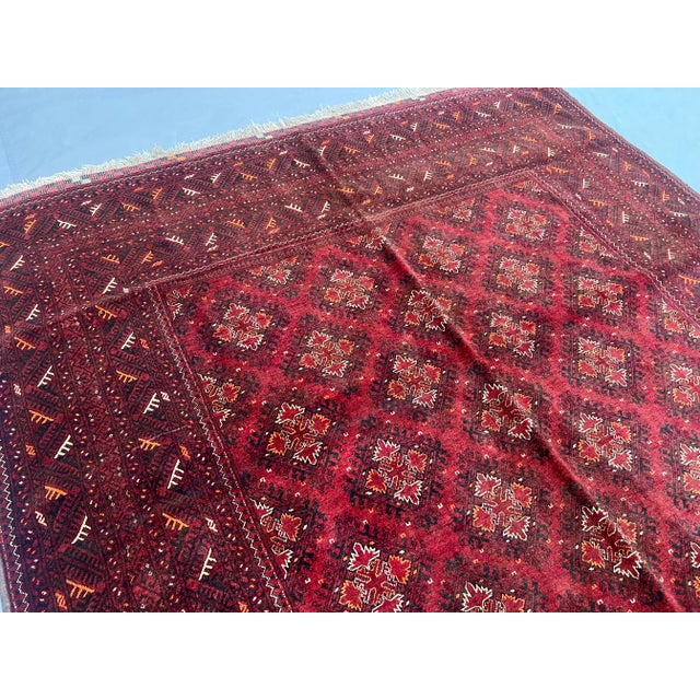 Islamic Vintage Afghan Turkoman Ersari Hand-Knotted Wool Rug For Sale - Image 3 of 11