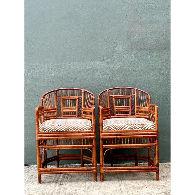 Vintage Brighton Pavillion Rattan Chairs in Alan Campbell “Zigzag” for Quadrille For Sale - Image 12 of 12
