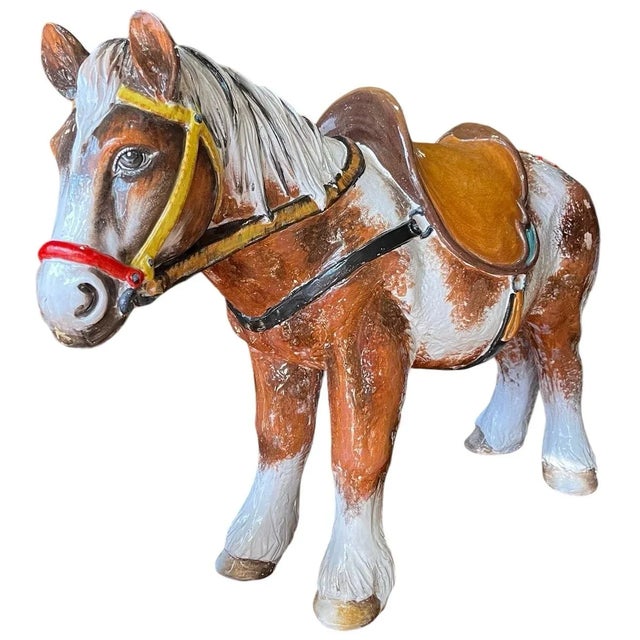 Brown Monumental Hollywood Regency Italian Terracotta Western Horse Figurine - 38 Inches For Sale - Image 8 of 8