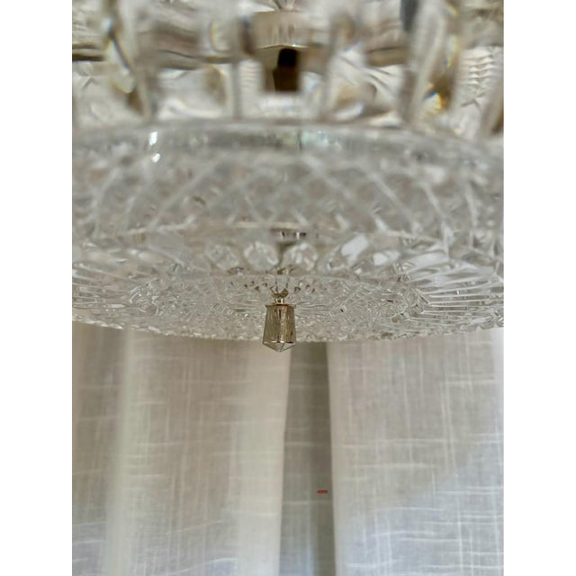 Metal Ceiling Lamp with Crystal Elements by Carl Fagerlund for Orrefors, Sweden, 1960s For Sale - Image 4 of 18