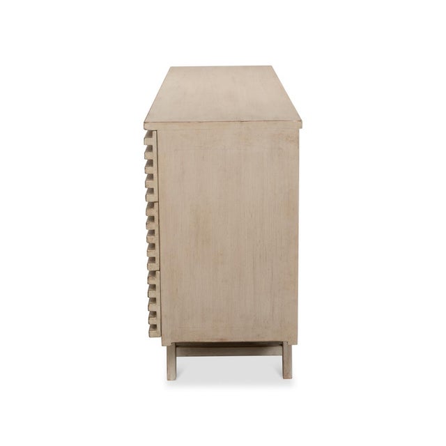 Contemporary Ribbed Geometric Nine Drawer Dresser For Sale - Image 3 of 9