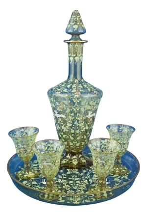 Antique Murano Glass Service by Antonio Salviati, Set of 6