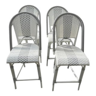 Set of 4 Woven Counter Stools by Serena and Lily For Sale