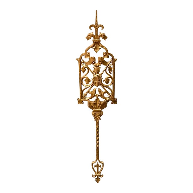 Antique Spanish Gothic Revival Style Fleur De Lis Bronze Wall Lamp For Sale