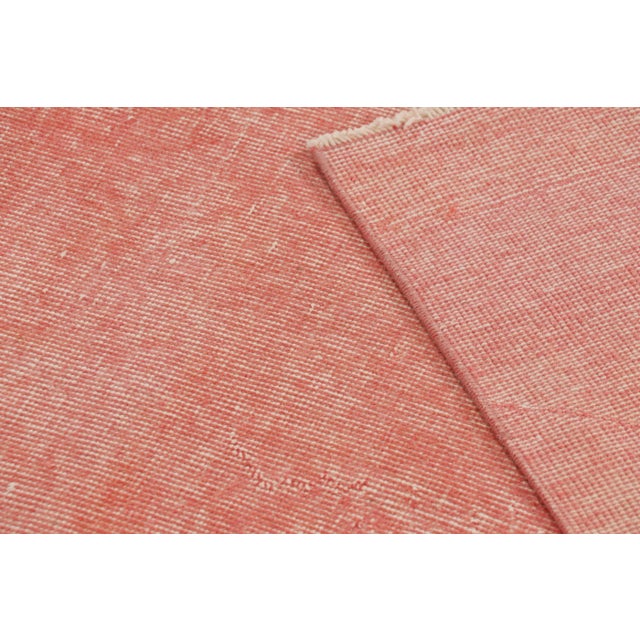 Pink Vintage Distressed Runner Rug, Solid Monochrome in Pink and Beige - Rug & Kilim For Sale - Image 8 of 8