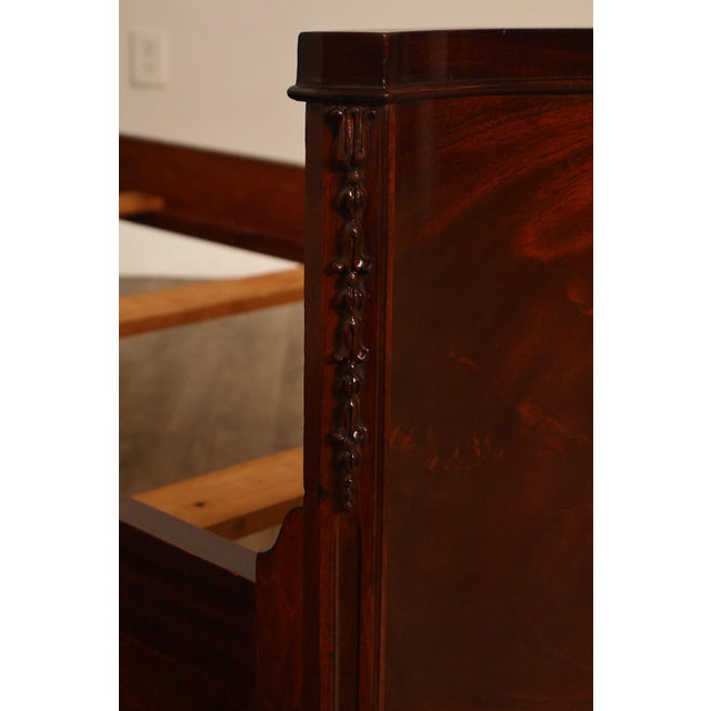 Pair of Vintage Flame Mahogany Twin Beds with Pierced Headboards, Circa 1940s For Sale - Image 10 of 18