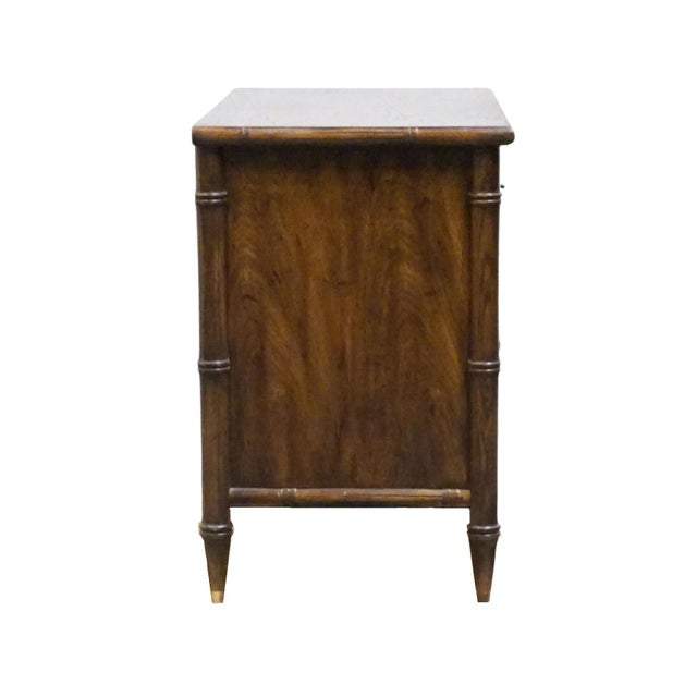 National / Mount Airy Asian Chinoiserie Faux Bamboo 31" Fruitwood Cabinet Nightstand For Sale - Image 13 of 13