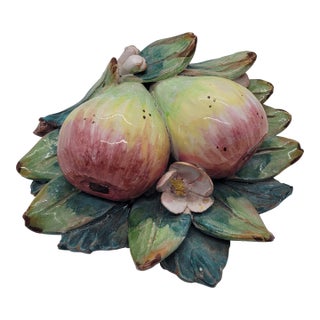 Ceramiche Perconte Sciacca Italy Majolica Ceramic Figs Fruit Wall Plaque 3d Decor For Sale