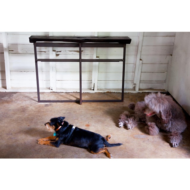Artisan Made Organic Modern Shou Sugi Ban Long-Leaf Pine Welded Metal Console For Sale - Image 11 of 12