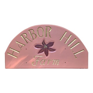 Vintage Harbor Hill Farm Wooden Sign For Sale