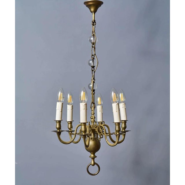 Antique Bronze 6-Arm Chandelier For Sale - Image 3 of 9