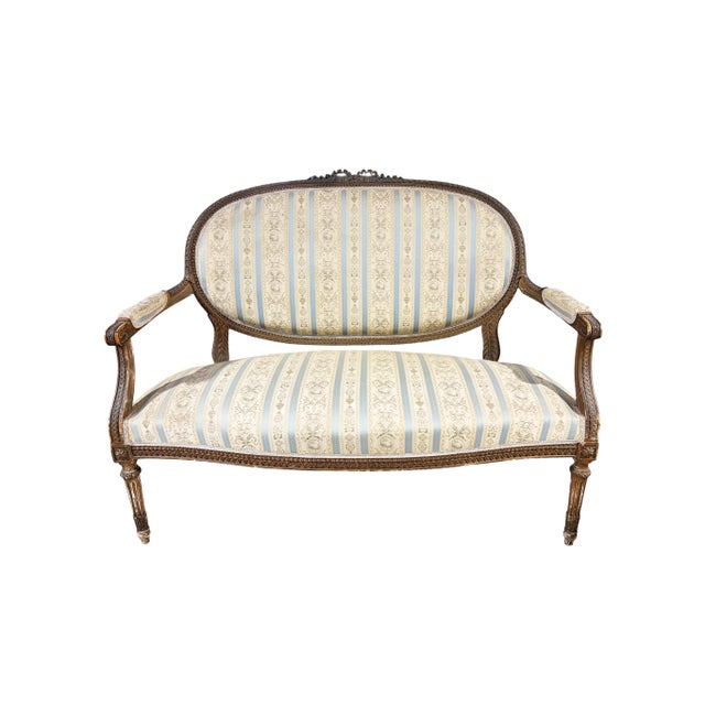 French 19th Century French Louis XVI Walnut Settee /Canape For Sale - Image 3 of 9