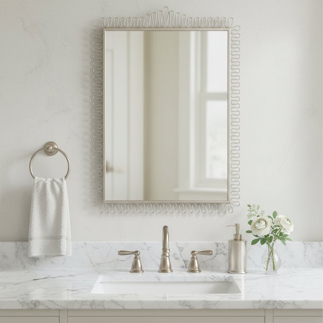 Squiggle Rectangle Champagne Silver Mirror For Sale - Image 9 of 10