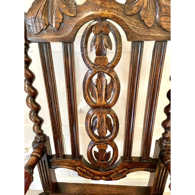 Large Victorian Carved Oak Armchair, 1860s For Sale - Image 4 of 16