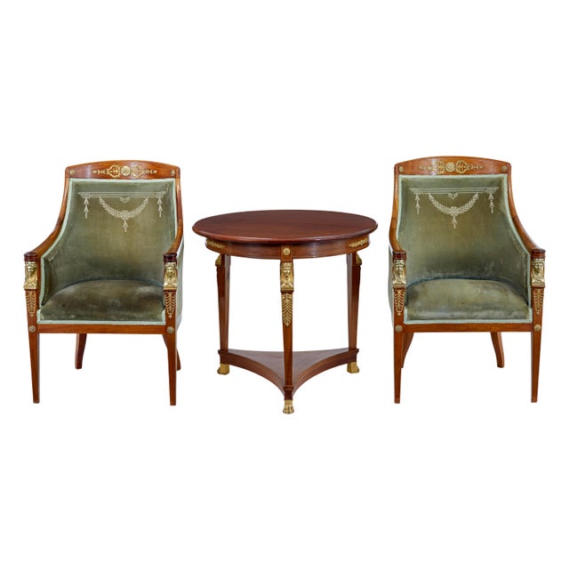 Swedish Empire Revival Mahogany Lounge Suite, 1900s, Set of 3 For Sale - Image 10 of 10