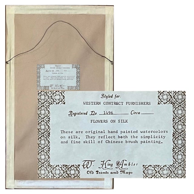 1980's Chinese Floral Paintings on Silk - Set of Three For Sale - Image 16 of 16