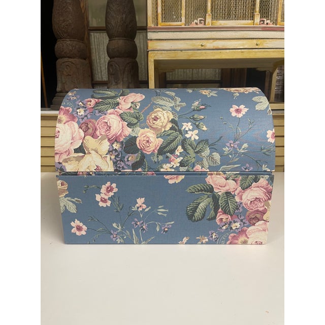 Vintage Fabric Covered Domed-Top Jewelry Box and Photo Frame For Sale - Image 4 of 15