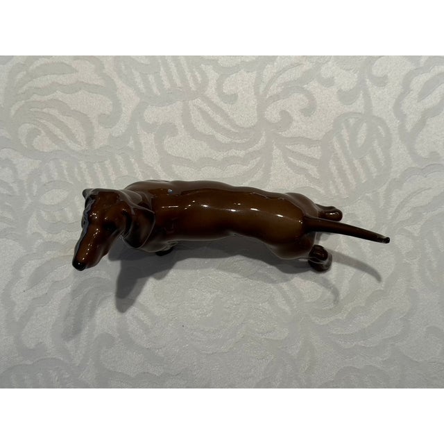 Vintage Mid-Century German Hutschenreuther Porcelain Standing Dachshund Figurine For Sale In Los Angeles - Image 6 of 8