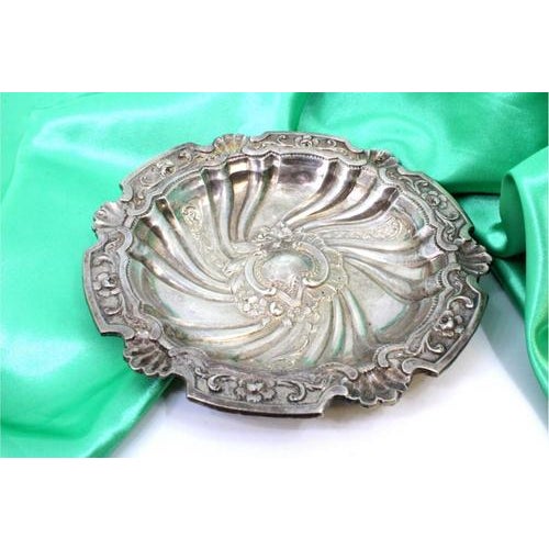 Silver Catchall with Reliefs, Shell Applications and Monogram Card For Sale - Image 6 of 7