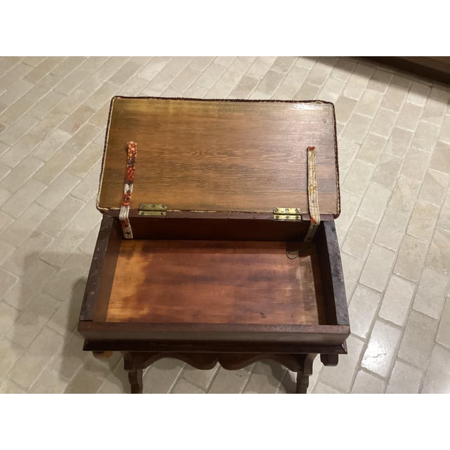 Victorian Antique Carved Walnut Slipper Vanity Ottoman Bench Flip Top Storage Sewing For Sale - Image 4 of 11