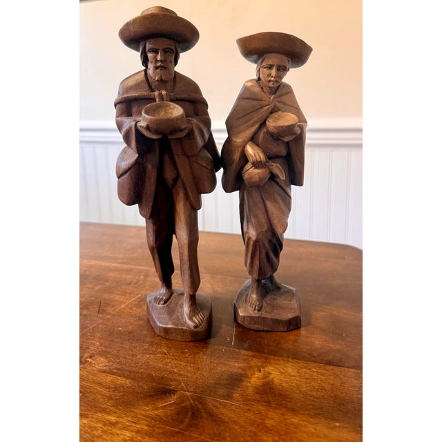 Coffee 1930s The Travelers Hand Carved Wooden Folk Art For Sale - Image 8 of 12