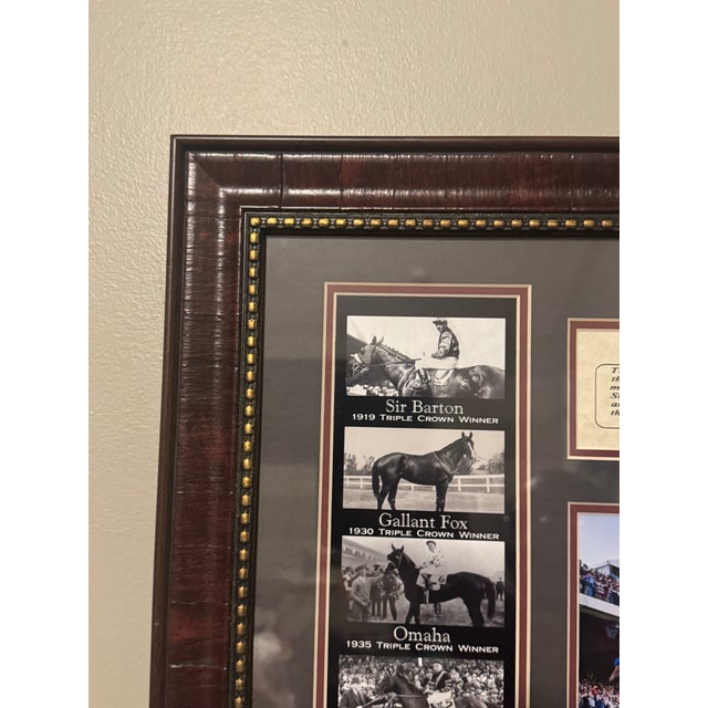 Wood Framed Triple Crown Horse Racing Memorabilia Featuring American Pharoah & Historic Winners For Sale - Image 7 of 11