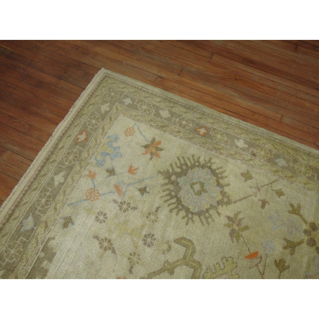 Square Antique Ivory Field Oushak Rug, 7'5'' X 9' For Sale - Image 4 of 9
