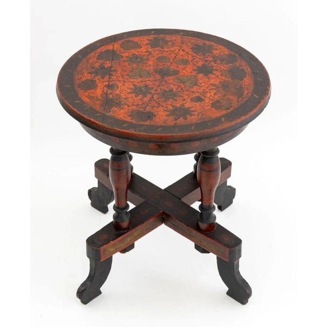 Traditional Russian Khokhloma Red Lacquered Table, Ca. 1900 For Sale - Image 3 of 6