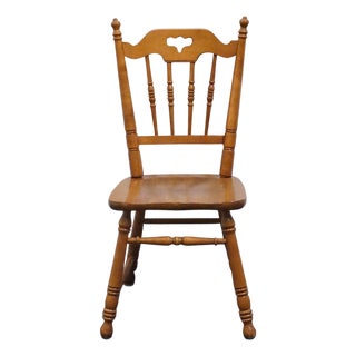 Tell City Furniture Solid Hard Rock Maple Colonial Early American Spindle Back Dining Side Chair For Sale