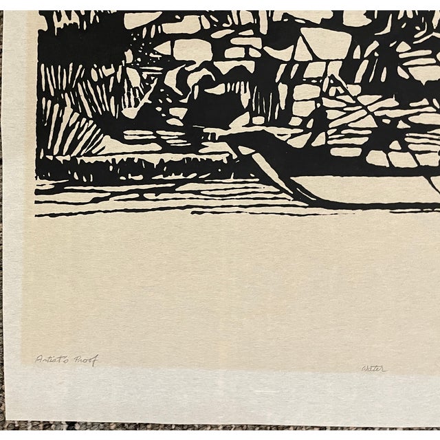 1960s 1967 Water Rowing Woodcut by Low For Sale - Image 5 of 6