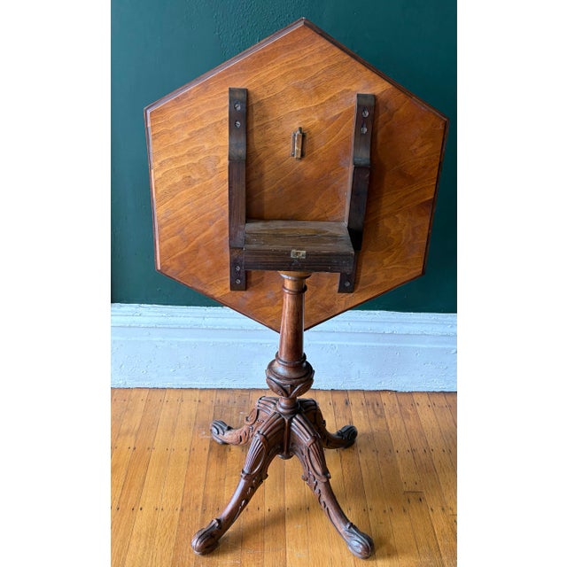 Late 19th Century Carved Burled Ash Tilt-Top Hexagon Table For Sale - Image 4 of 10