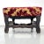 Set of Antique French Poufs in Wood with Yellow and Dark Red Damask Fabric, 1850s For Sale - Image 3 of 12