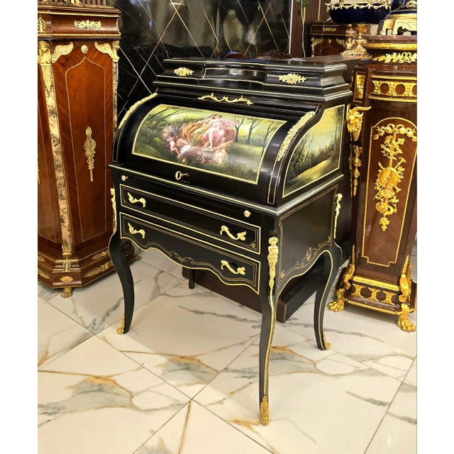 Bring timeless European elegance into your home with this magnificent French Louis XV roll top secretary desk. Expertly...
