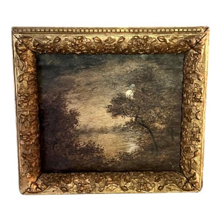 19th Century Evening Landscape with Moon Oil on Canvas Painting by Ralph Albert Blakelock For Sale