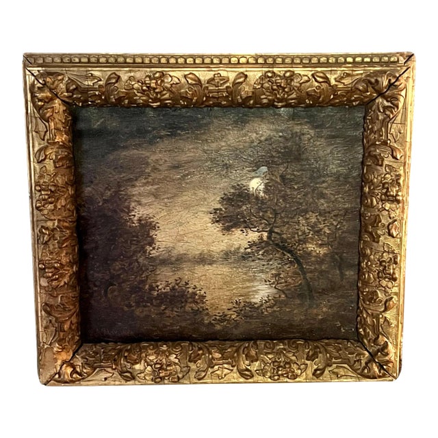 19th Century Evening Landscape with Moon Oil on Canvas Painting by Ralph Albert Blakelock For Sale