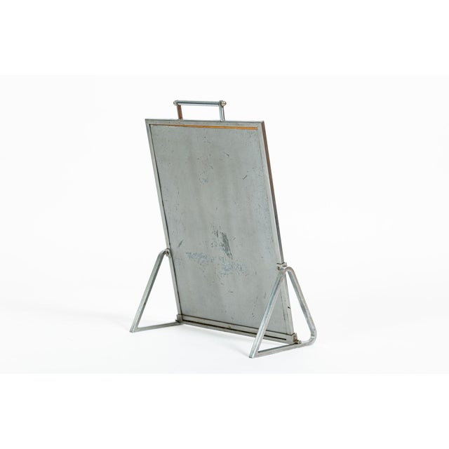 Silver Art Deco Modernist Metal Tabletop Vanity Mirror, 1930s For Sale - Image 8 of 12