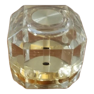 Vintage Lucite Transparent Oil Barrel Art Deco Paperweight With Gold Tone Accents