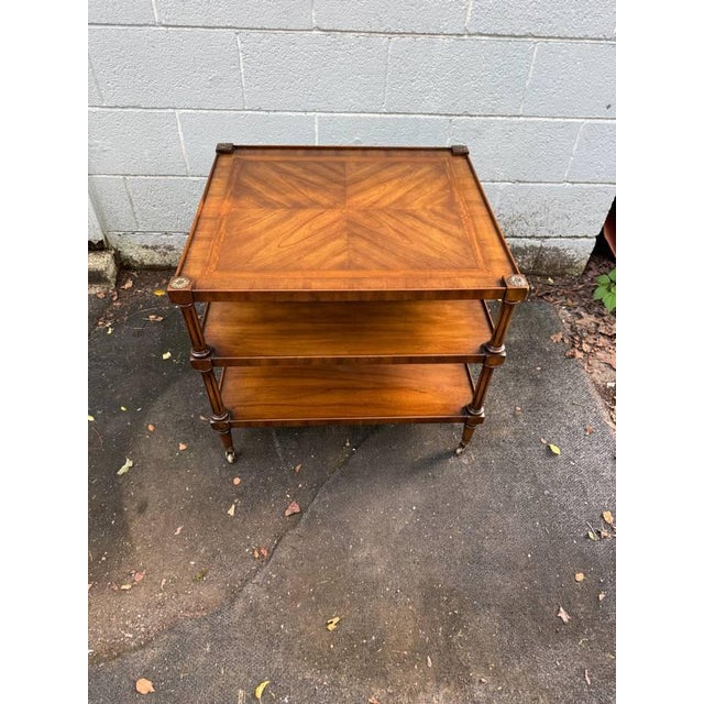 Wood Vintage English Regency-Style Three-Tier Etagere or Side Table by Weiman For Sale - Image 7 of 16