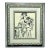 Mid-Century Figural Seated Woman Ink Drawing in Ornate Gold Gilt Frame For Sale