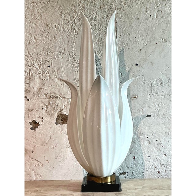 Late 20th Century Vintage Regency Rougier Flower Lamp For Sale - Image 5 of 7
